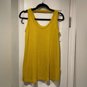 Loft Mustard Yellow Knit Stretch Split Hem Back Strap Tank Top Size XS